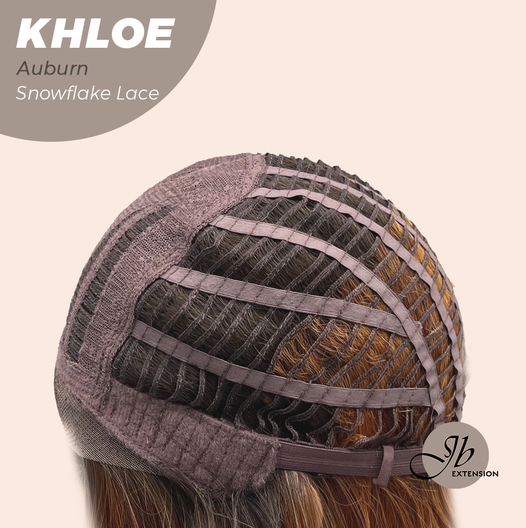 JBEXTENSION 12 Inches Bob Cut Auburn Pre-Cut Snowflake Lace Frontlace Glueless Wig KHLOE AUBURN【PERMATEASE】【BENDY EAR TABS】- M/L