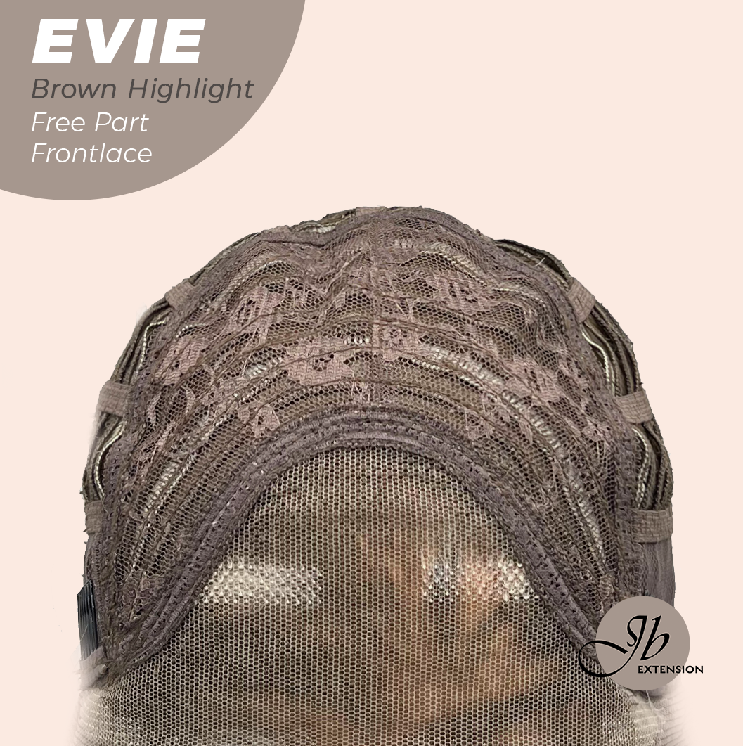 JBEXTENSION 22 Inches Brown with Blonde Highlight Pre-Cut Free Part Frontlace Glueless Wig EVIE BROWN HIGHLIGHT