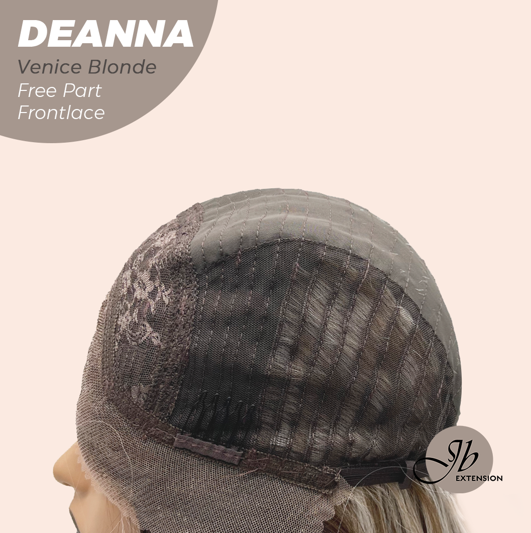 JBEXTENSION 28 Inches Long Venice Blonde Curly Pre-Cut Free Part Frontlace Glueless Wig DEANNA VENICE BLONDE