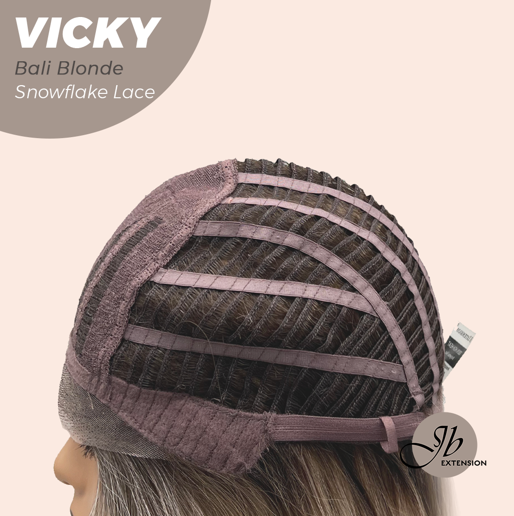 JBEXTENSION 20 Inches Bali Blonde Pre-Cut Snowflake Lace Frontlace Glueless Wig VICKY BALI BLONDE【PERMATEASE】【BENDY EAR TABS】- S/M