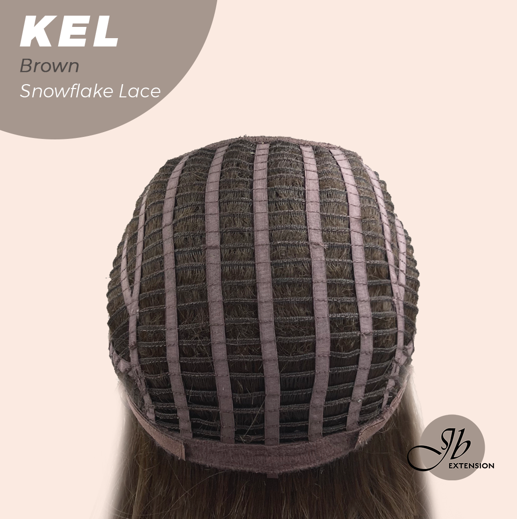 JBEXTENSION 22 Inches Brown Pre-Cut Snowflake Lace Frontlace Glueless Wig KEL BROWN【PERMATEASE】【BENDY EAR TABS】- M/L