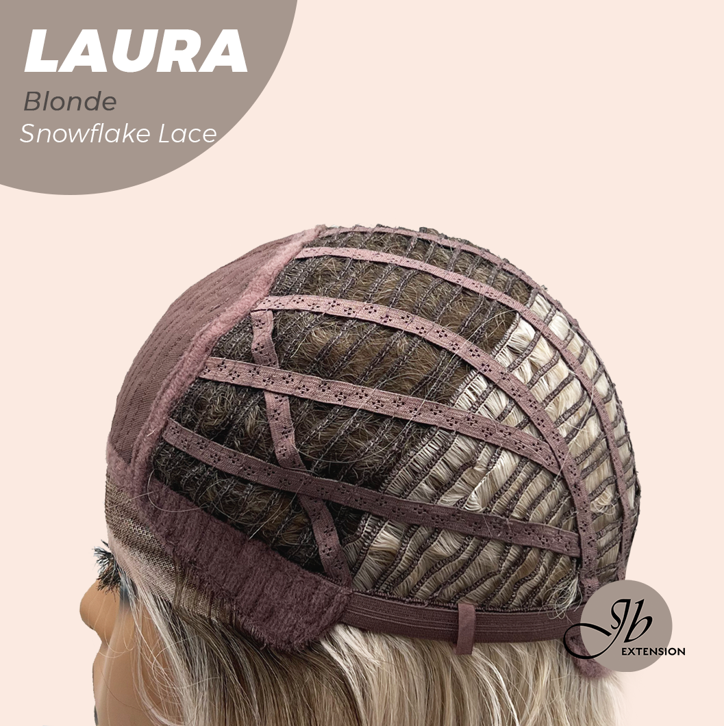 JBEXTENSION 14 Inches Blonde Pre-Cut Side Part Snowflake Lace Frontlace Glueless Wig LAURA SNOWFLAKE【BENDY EAR TABS】- M/L