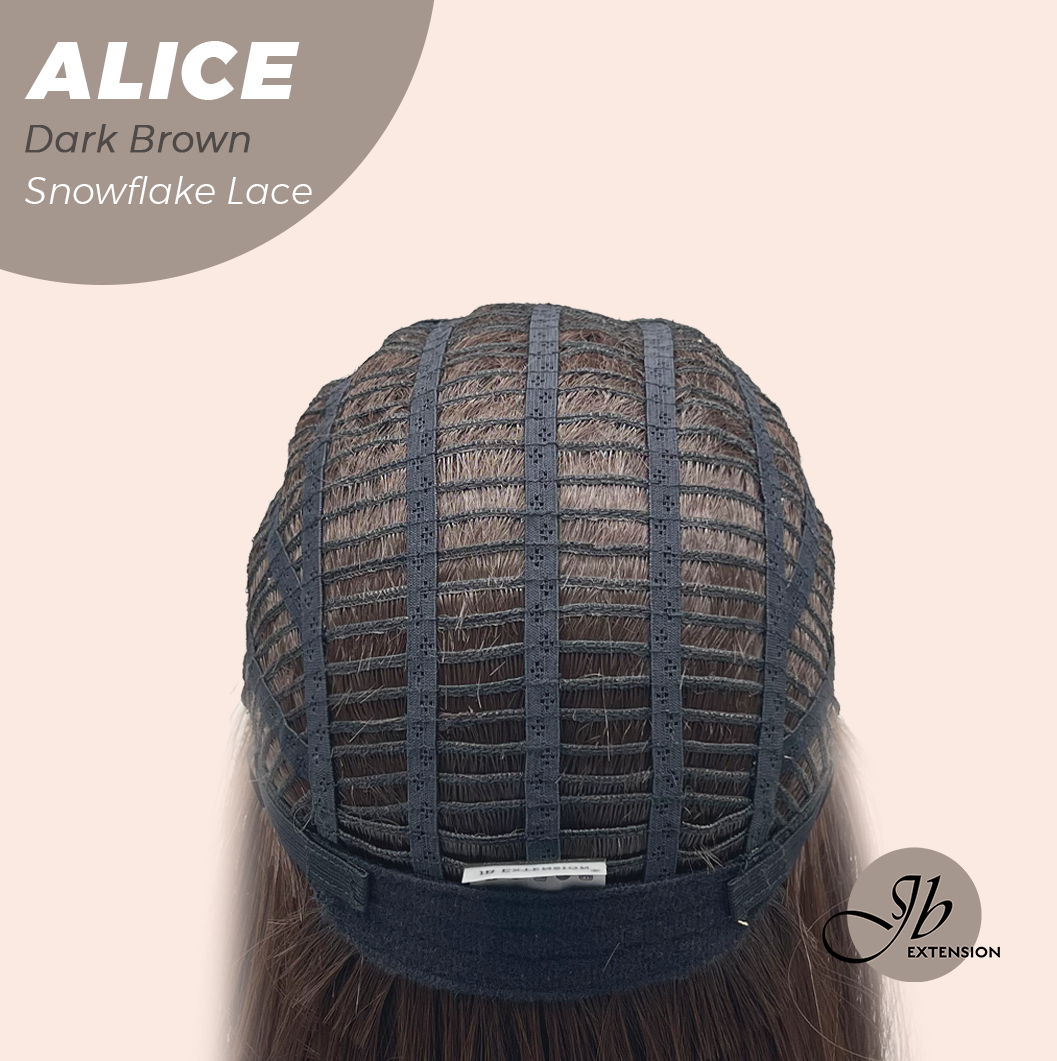 JBEXTENSION 12 Inches Dark Brown Pre-Cut Side Part Snowflake Lace Frontlace Glueless Wig ALICE DARK BROWN【BENDY EAR TABS】