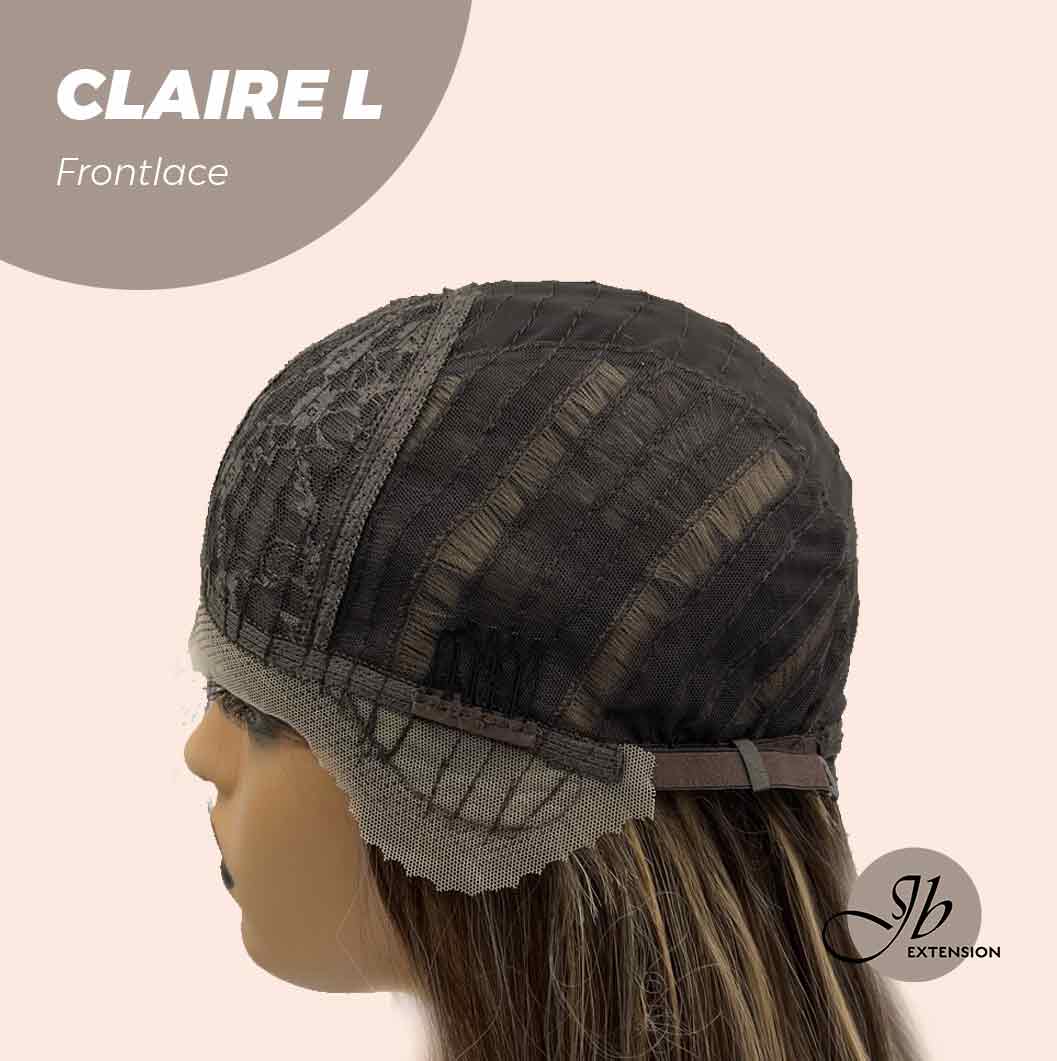JBEXTENSION 26 Inches Body Wave Brown With Highlight Pre-Cut Frontlace Glueless Wig CLAIRE LACE L