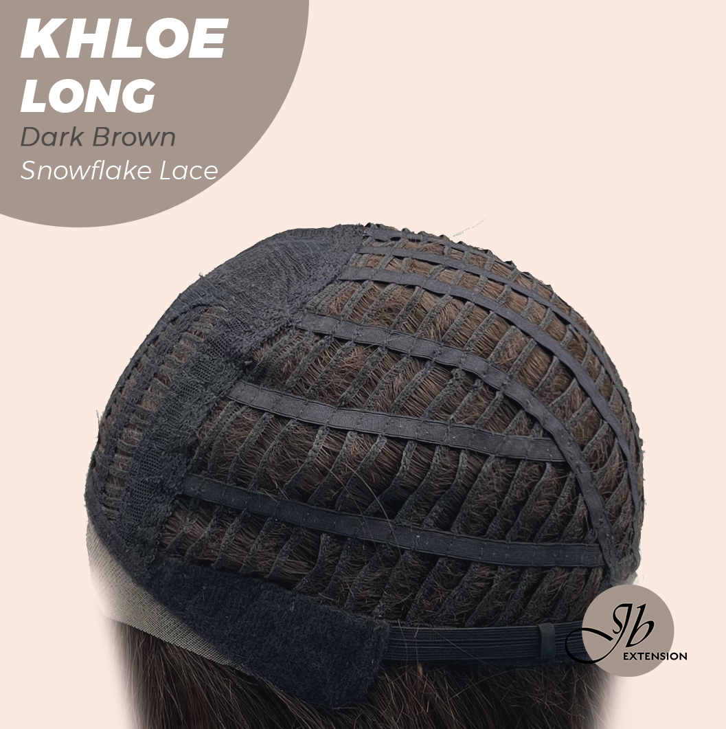 JBEXTENSION 18 Inches Dark Brown Pre-Cut Snowflake Lace Frontlace Glueless Wig KHLOE LONG DARK BROWN【PERMATEASE】【BENDY EAR TABS】