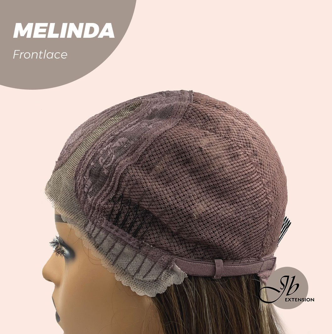 JBEXTENSION 18 Inches Brown With Highlight Pre-Cut Frontlace Glueless Side Part Wig MELINDA