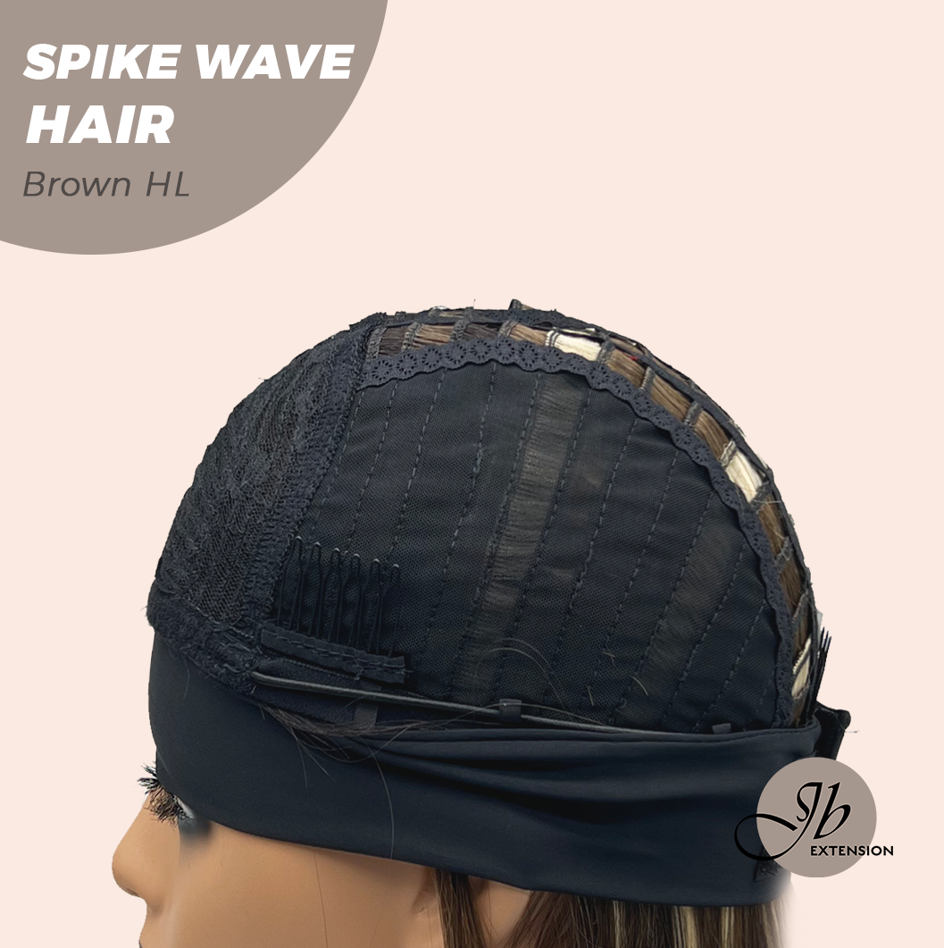 JBEXTENSION 24 Inches Long Curly Hair Brown Highlight Headband Wig SPIKE WAVE HAIR - BROWN HIGHLIGHT