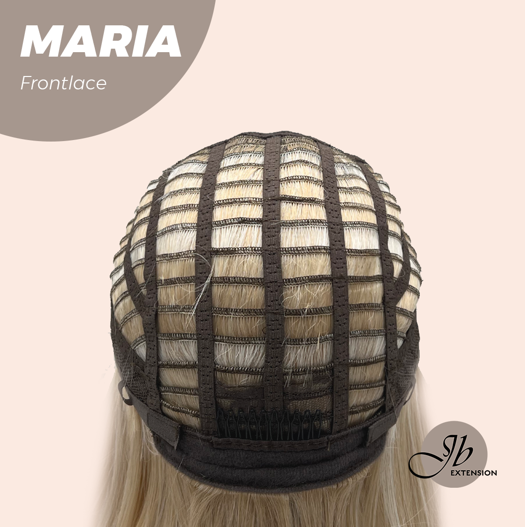 JBEXTENSION 12 Inches Blonde With Dark Root Pre-Cut Side Part Frontlace Glueless Wig MARIA