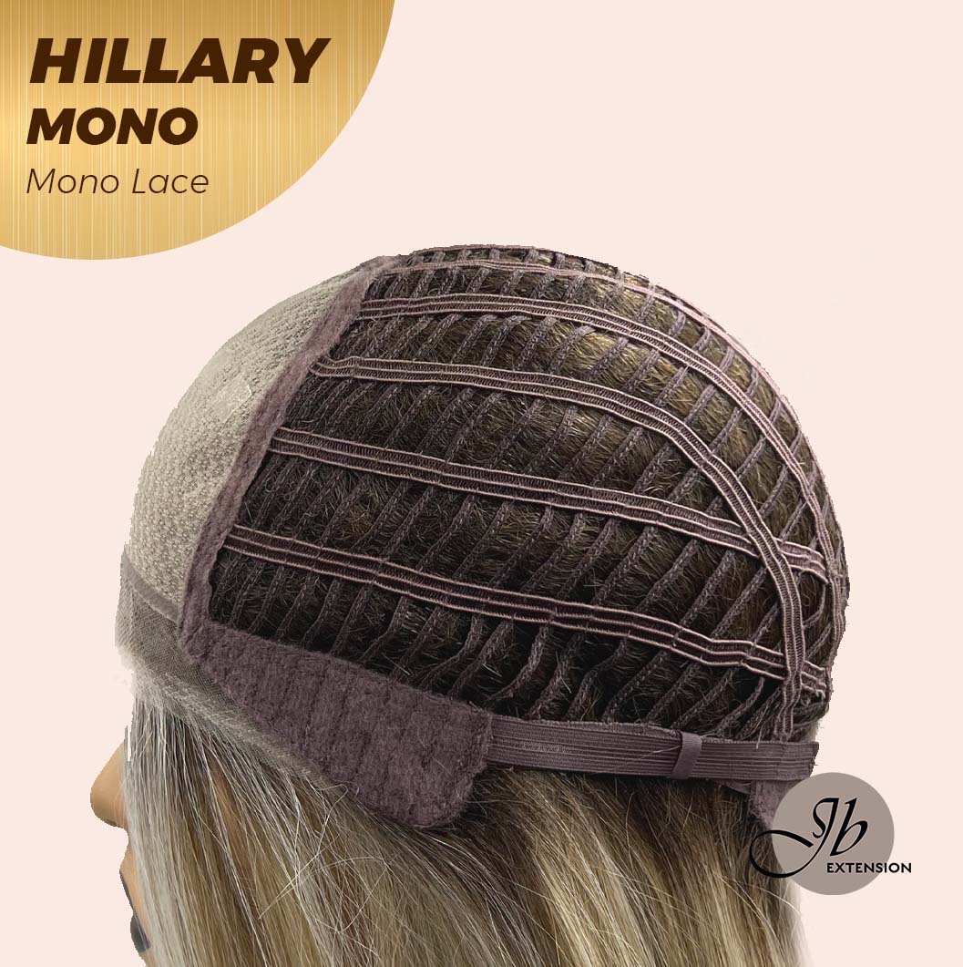 JBEXTENSION HILLARY MONO Monofilament Handmade Wig 6X5 Full Monofilament Hand Tied Top Wig 16 Inches Blonde With Dark Root Straight Mono Lace Wig With Anti-slip Silicone Strips Glueless Wig Hillary Mono【BENDY EAR TABS】