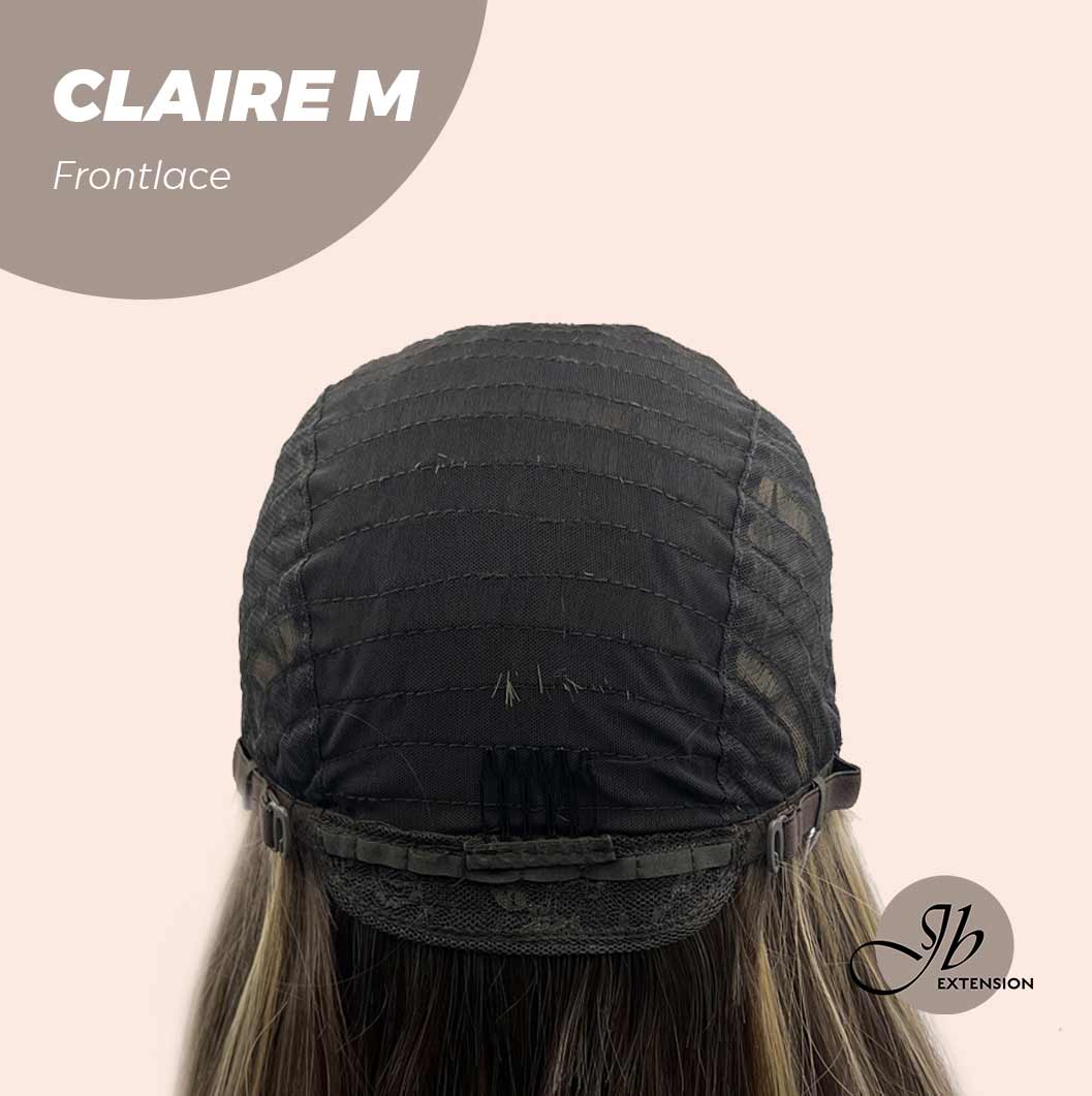 CLAIRE LACE M - 22 Inches Body Wave Brown With Highlight Pre-Cut Frontlace Glueless Wig
