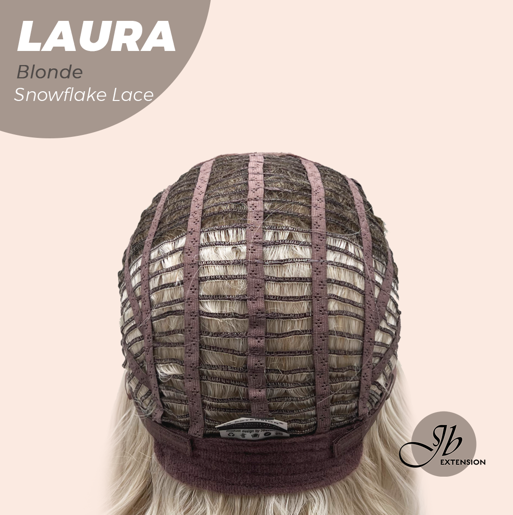 JBEXTENSION 14 Inches Blonde Pre-Cut Side Part Snowflake Lace Frontlace Glueless Wig LAURA SNOWFLAKE【BENDY EAR TABS】- M/L