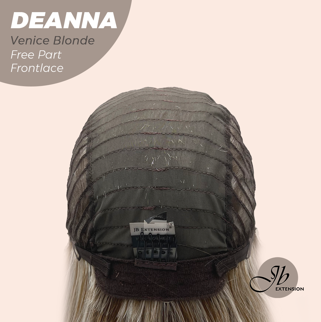 JBEXTENSION 28 Inches Long Venice Blonde Curly Pre-Cut Free Part Frontlace Glueless Wig DEANNA VENICE BLONDE