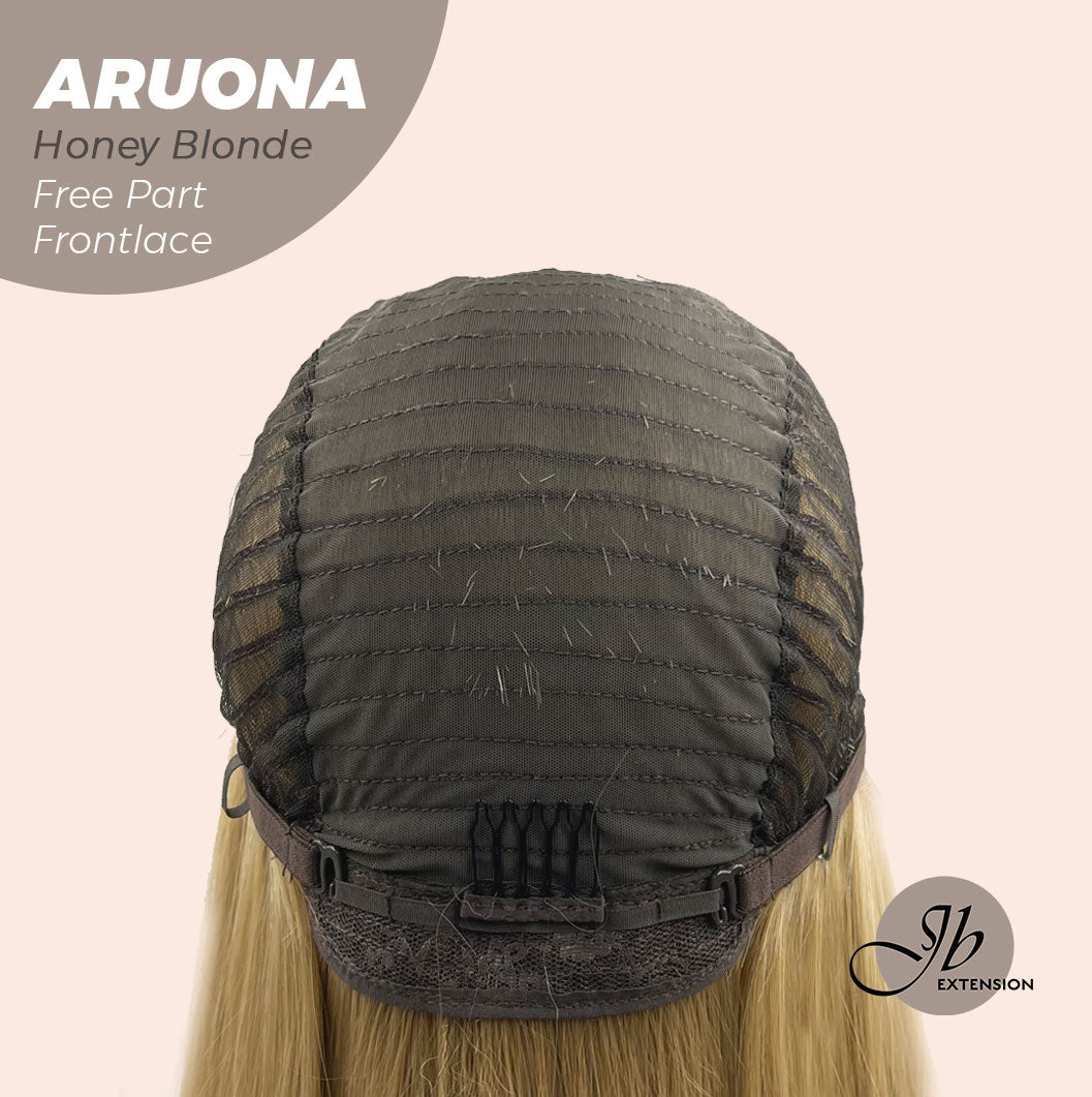 JBEXTENSION 28 Inches Honey Blonde Straight 13X3.5 Free Part Pre-Cut Frontlace Glueless Wig ARUONA HONEY BLONDE