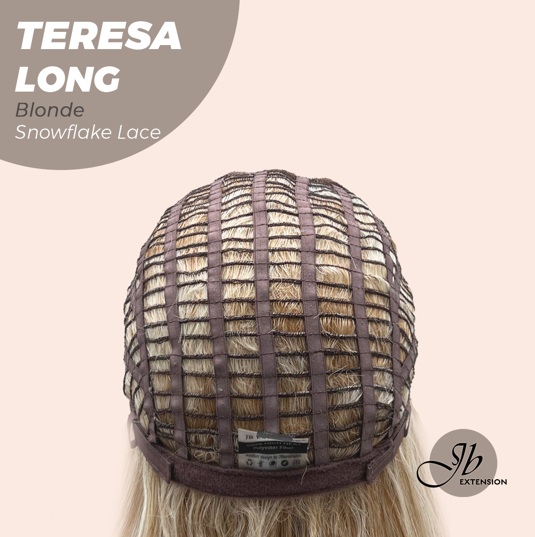 JBEXTENSION 22 Inches Long Blonde Pre-Cut Snowflake Lace Frontlace Glueless Wig TERESA LONG BLONDE【PERMATEASE】【BENDY EAR TABS】- S/M