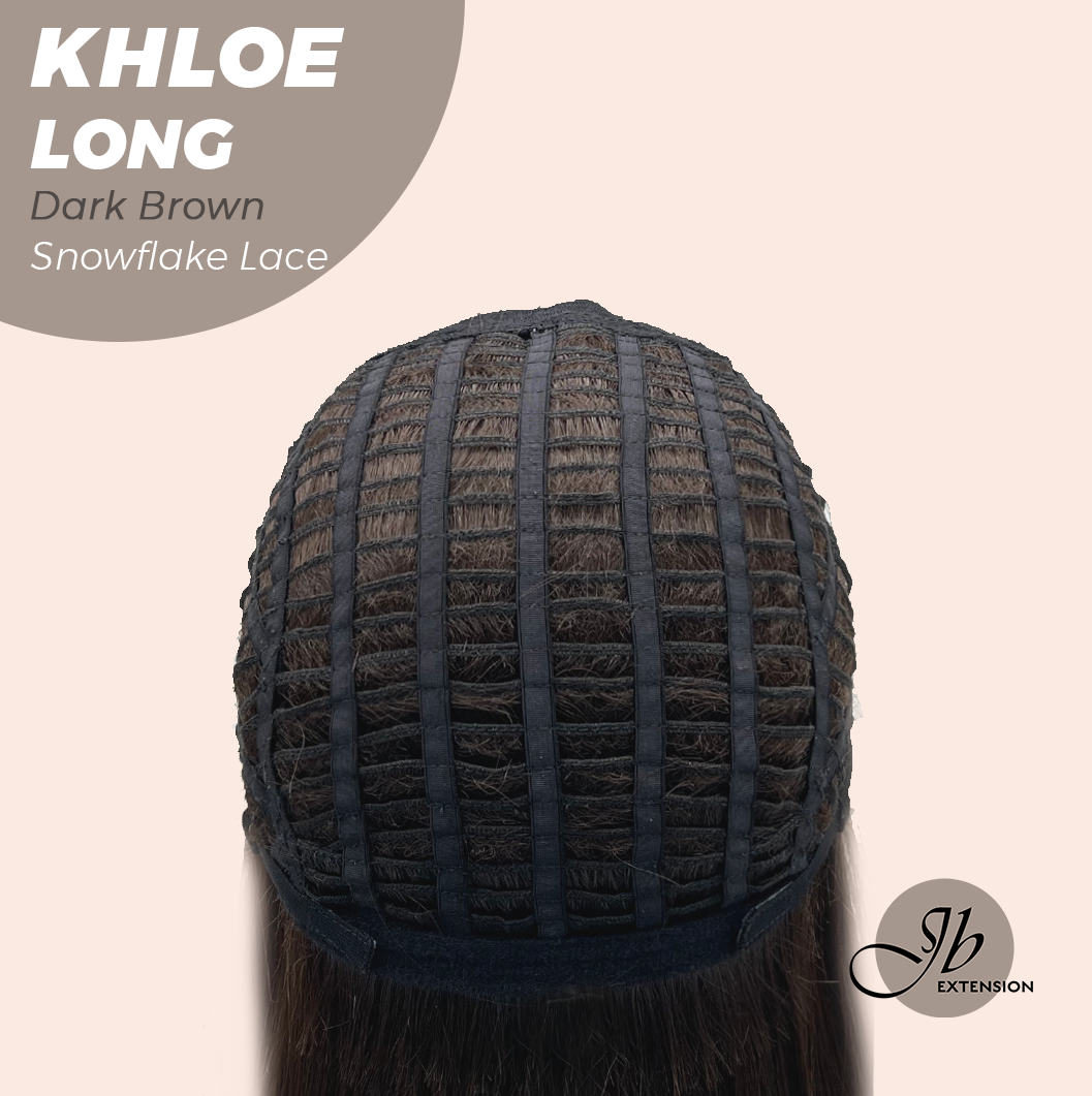 JBEXTENSION 18 Inches Dark Brown Pre-Cut Snowflake Lace Frontlace Glueless Wig KHLOE LONG DARK BROWN【PERMATEASE】【BENDY EAR TABS】