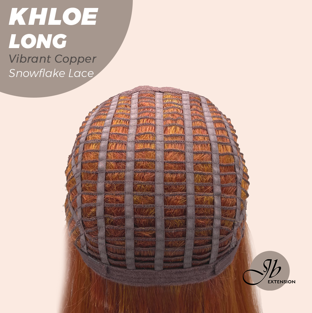 JBEXTENSION 18 Inches Vibrant Copper Pre-Cut Snowflake Lace Frontlace Glueless Wig KHLOE LONG VIBRANT COPPER【PERMATEASE】【BENDY EAR TABS】