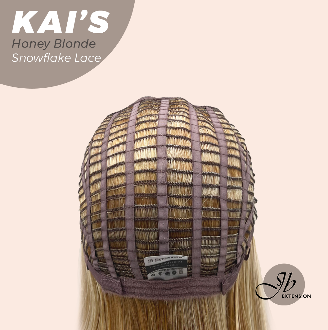 JBEXTENSION 18 Inches Honey Blonde Pre-Cut Snowflake Lace Frontlace Glueless Wig KAI'S HONEY BLONDE【PERMATEASE】【BENDY EAR TABS】