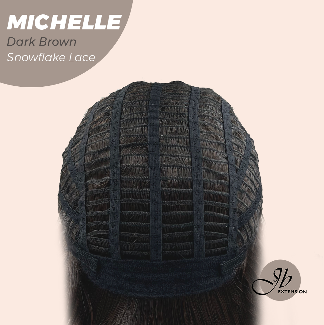 JBEXTENSION 10 Inches Dark Brown Pre-Cut Side Part Snowflake Lace Frontlace Glueless Wig MICHELLE DARK BROWN【BENDY EAR TABS】