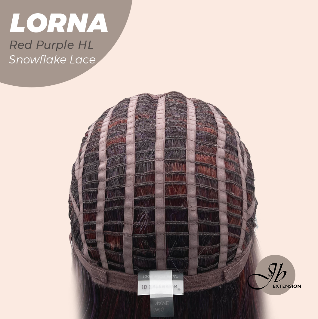[PRE-ORDER] JBEXTENSION 18 Inches Red Purple Highlight Curly Pre-Cut Snowflake Lace Frontlace Glueless Wig LORNA SNOWFLAKE RED PURPLE HIGHLIGHT【PERMATEASE】【BENDY EAR TABS】