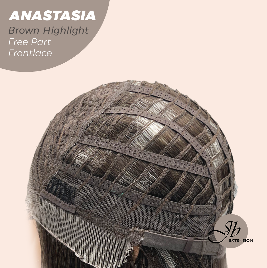 JBEXTENSION 20 Inches Brown Highlight Curly Pre-Cut 13X3 Lace Free Part Frontlace Glueless Wig ANASTASIA BROWN HIGHLIGHT