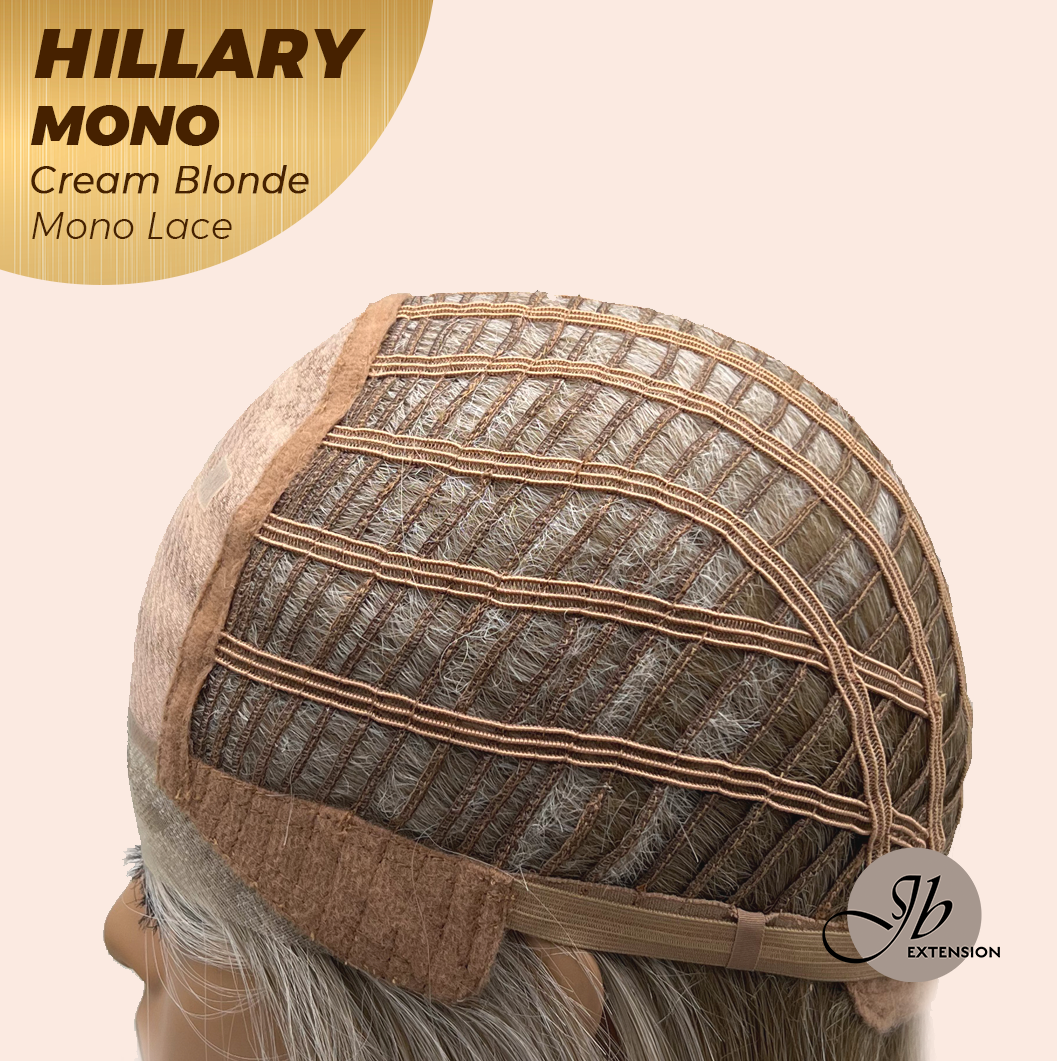 [PRE-ORDER] JBEXTENSION HILLARY MONO CREAM BLONDE Monofilament Handmade Wig 6X5 Full Monofilament Hand Tied Top Wig 16 Inches Cream Blonde Straight Mono Lace Wig With Anti-slip Silicone Strips Glueless Wig HILLARY MONO CREAM BLONDE【BENDY EAR TABS】