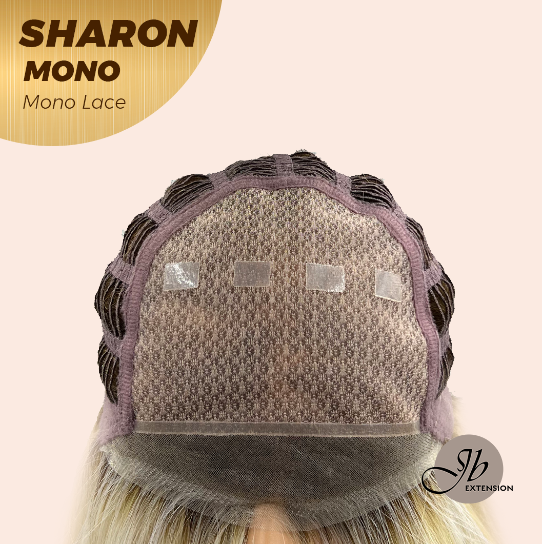 JBEXTENSION SHARON MONO Monofilament Handmade Wig 6X5 Full Monofilament Hand Tied Top Wig 20 Inches Platinum Blonde With Dark Root Wave Mono Lace Wig With Anti-slip Silicone Strips Glueless Wig SHARON MONO【BENDY EAR TABS】