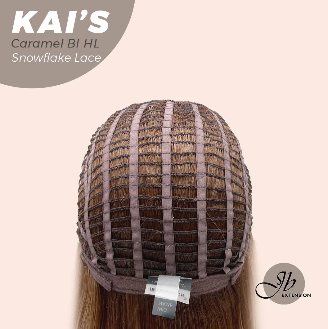 [PRE-ORDER] JBEXTENSION 18 Inches Caramel Blonde Highlight Pre-Cut Snowflake Lace Frontlace Glueless Wig KAI'S CARAMEL BLONDE HIGHLIGHT【PERMATEASE】【BENDY EAR TABS】