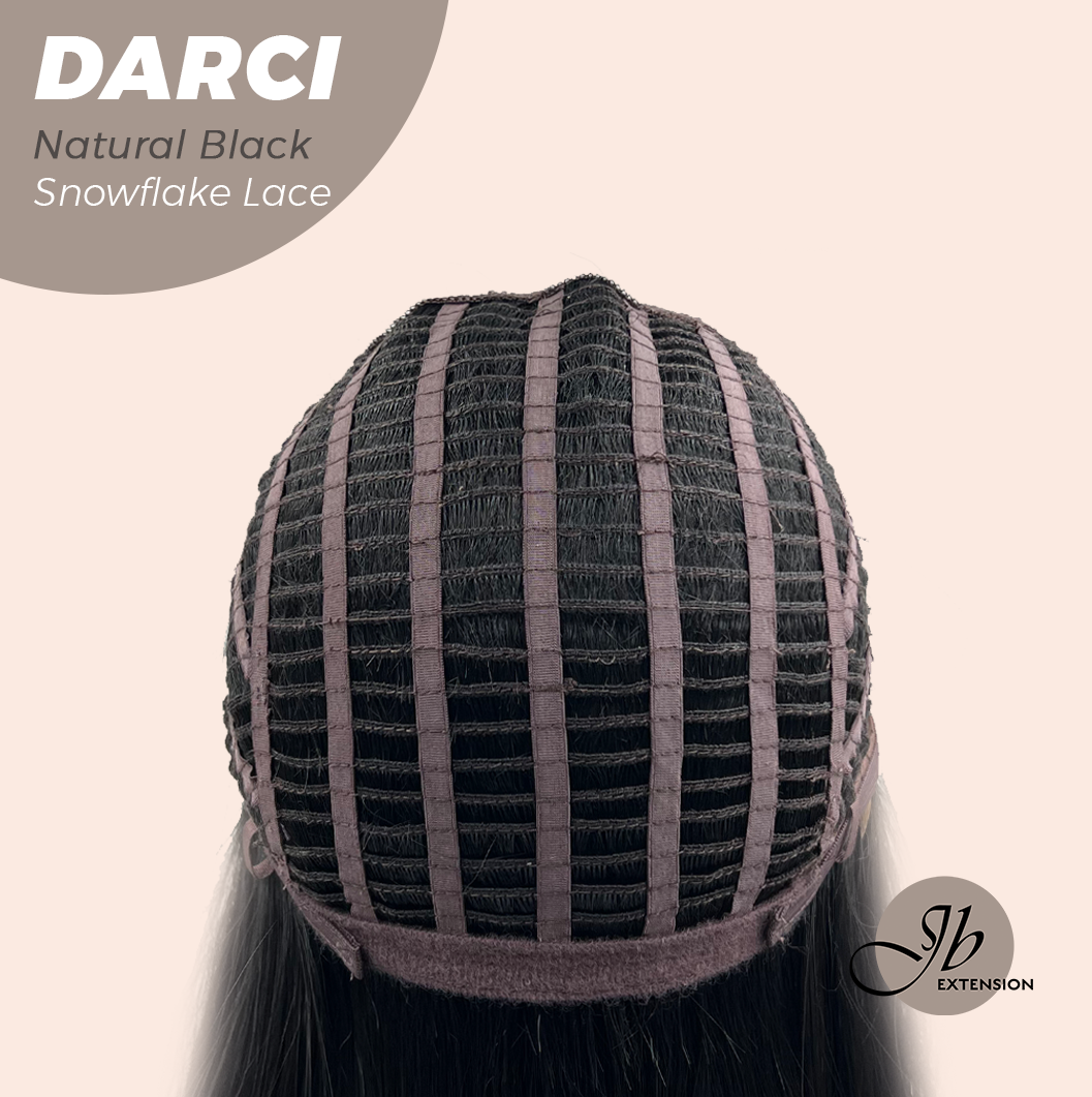 JBEXTENSION 25 Inches Natural Black Pre-Cut Snowflake Lace Frontlace Glueless Wig DARCI NATURAL BLACK【PERMATEASE】【BENDY EAR TABS】