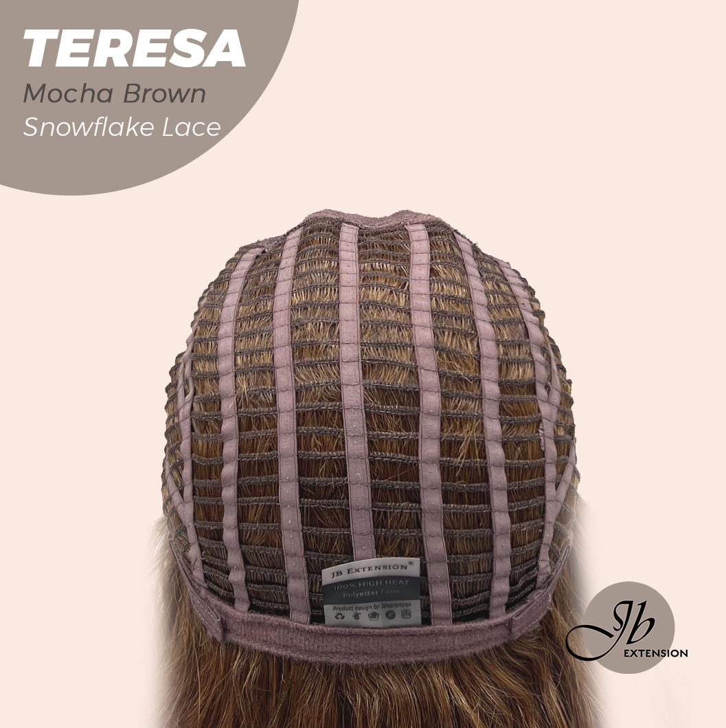 JBEXTENSION 18 Inches Mocha Brown Pre-Cut Snowflake Lace Frontlace Glueless Wig TERESA MOCHA BROWN【PERMATEASE】【BENDY EAR TABS】- M/L