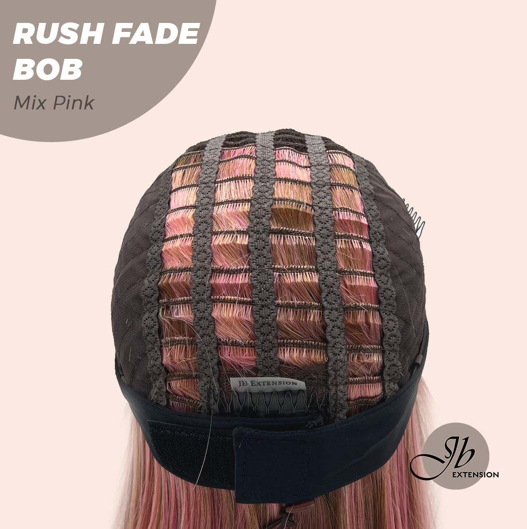 JBEXTENSION 12 Inches Short Hair Mix Pink Headband Wig RUSH FADE BOB - MIX PINK