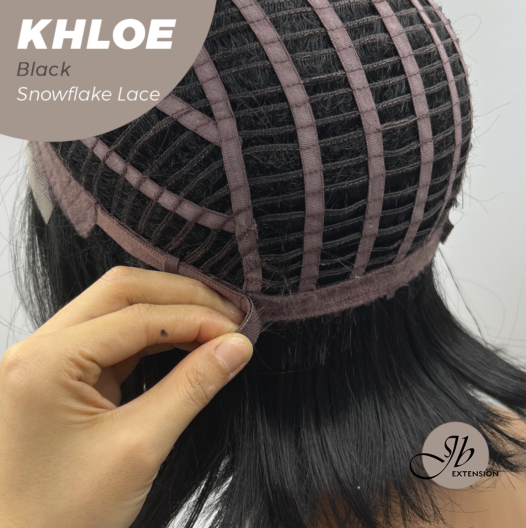 Nichole's Selection -12 Inches Bob Cut Black Pre-Cut Snowflake Lace Frontlace Glueless Wig KHLOE BLACK【PERMATEASE】【BENDY EAR TABS】