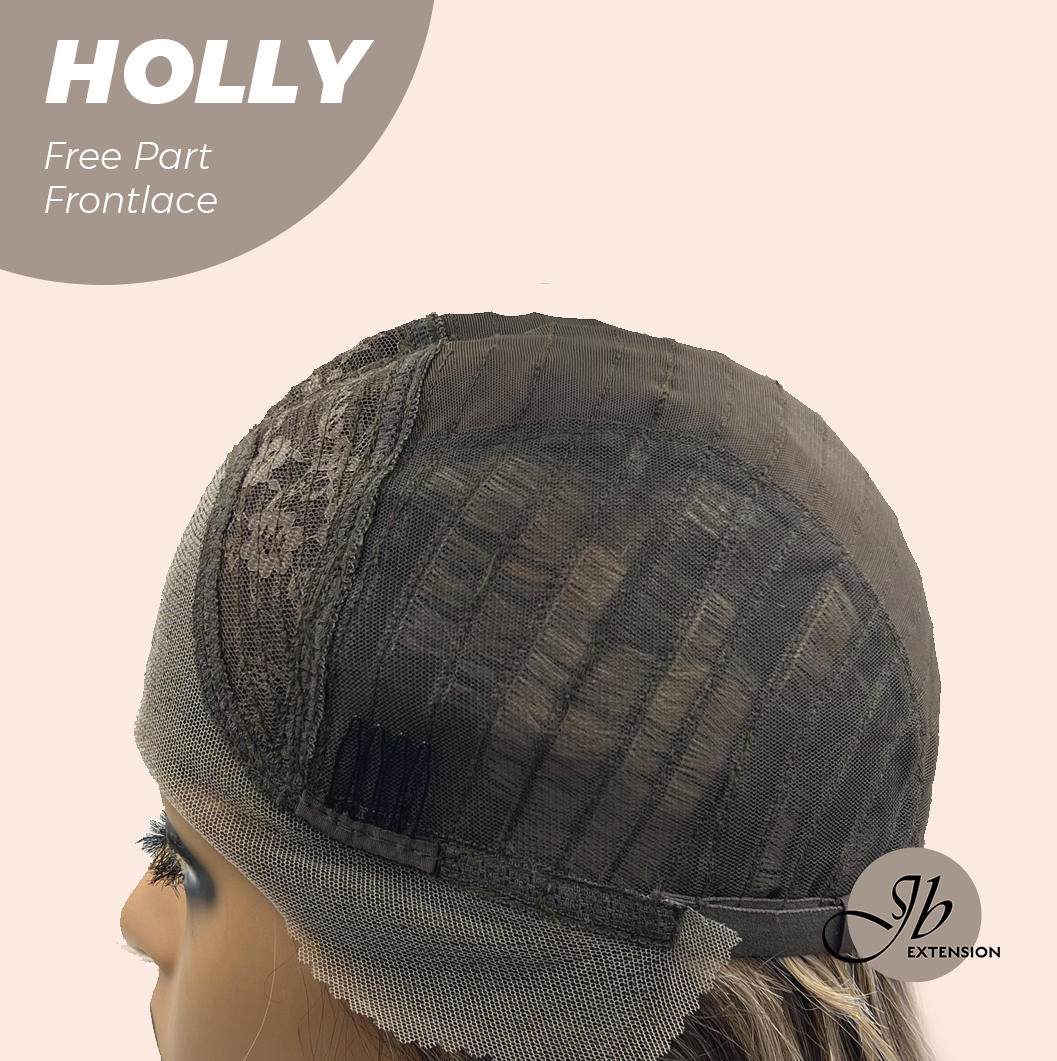 JBEXTENSION 24 Inches Brown With Highlight Wave Pre-Cut Free Part Frontlace Glueless Wig HOLLY