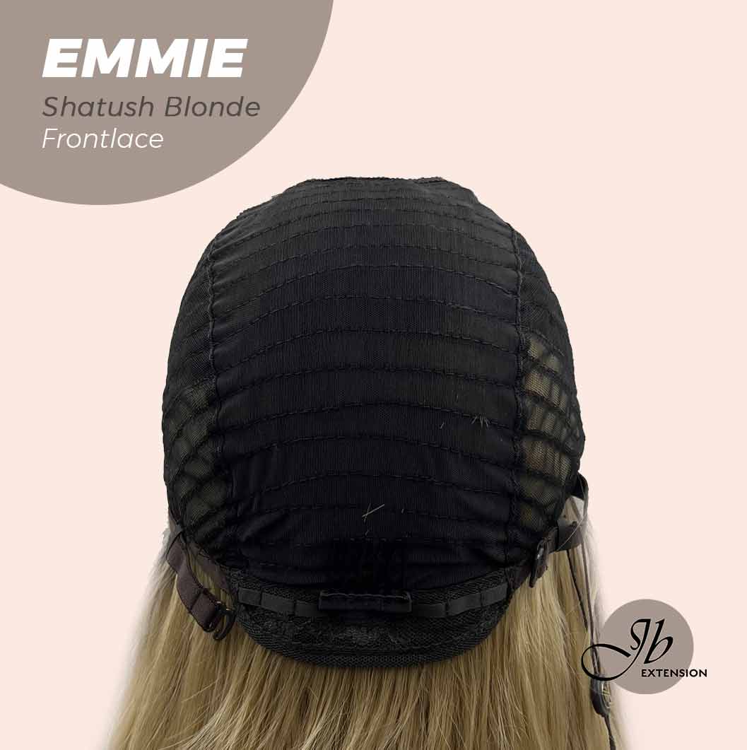 JBEXTENSION 26 Inches Curly Women Shatush Blonde Wig Pre-Cut Frontlace Glueless Wig EMMIE SHATUSH BLONDE