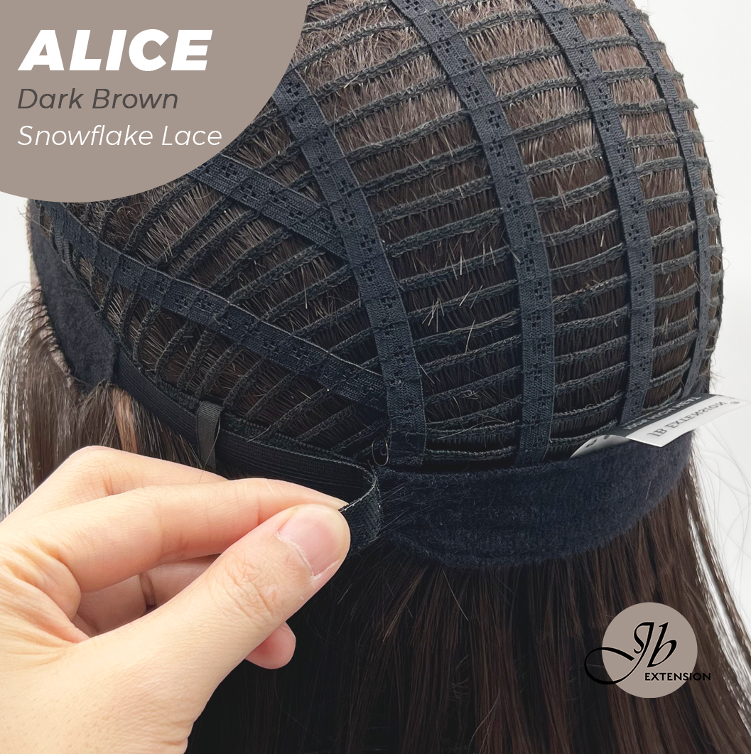 JBEXTENSION 12 Inches Dark Brown Pre-Cut Side Part Snowflake Lace Frontlace Glueless Wig ALICE DARK BROWN【BENDY EAR TABS】