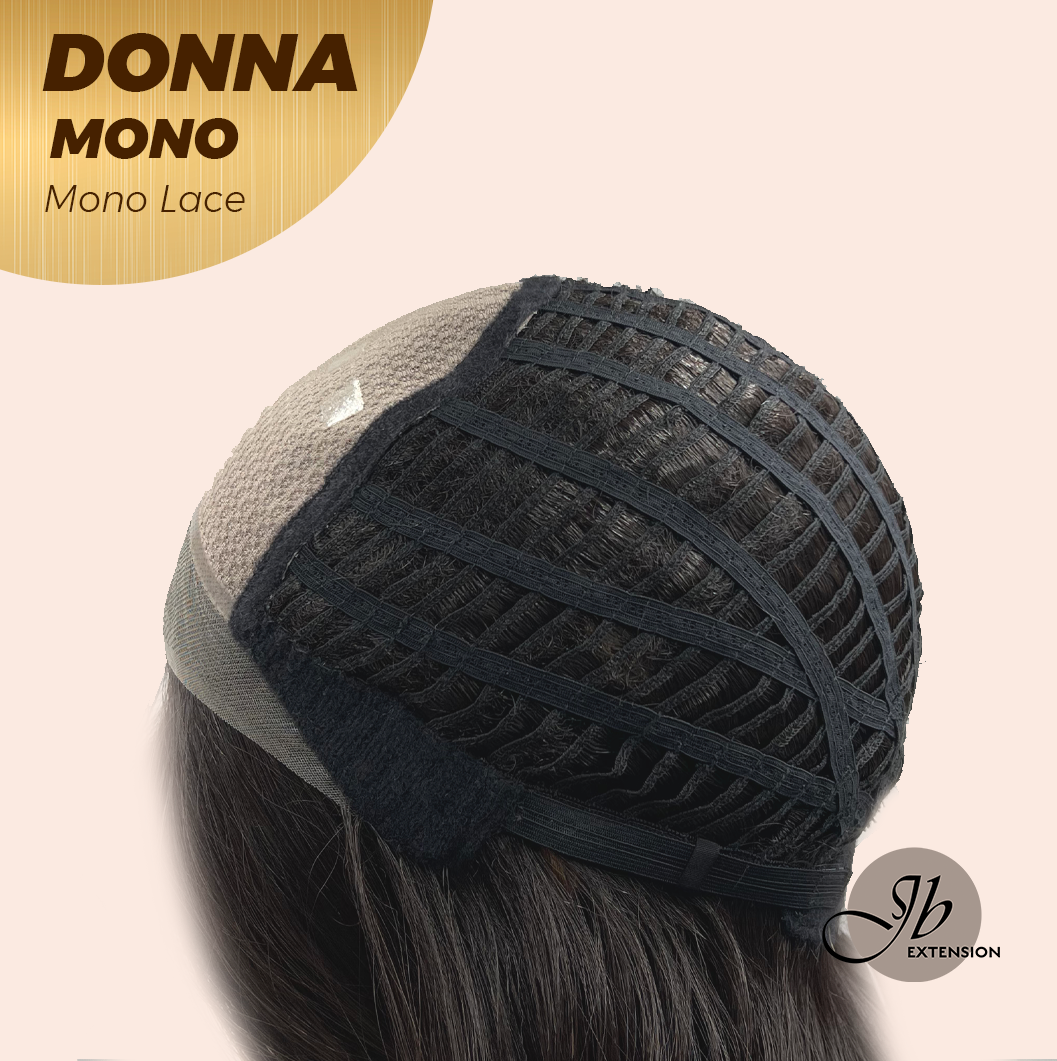 JBEXTENSION DONNA MONO Monofilament Handmade Wig 6X5 Full Monofilament Hand Tied Top Wig 18 Inches Dark Brown Wave Mono Lace Wig With Anti-slip Silicone Strips Glueless Wig DONNA MONO【BENDY EAR TABS】