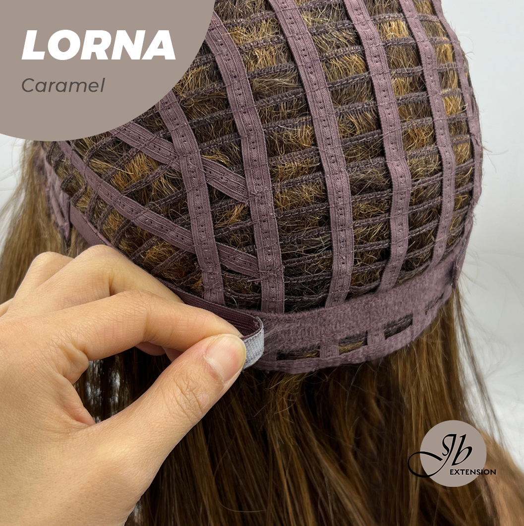 HOT OF SEASON -18 Inches Caramel Curly Women Fashion Full Machine Wig With Bangs LORNA CARAMEL【PLUS PERMATEASE】【BENDY EAR TABS】