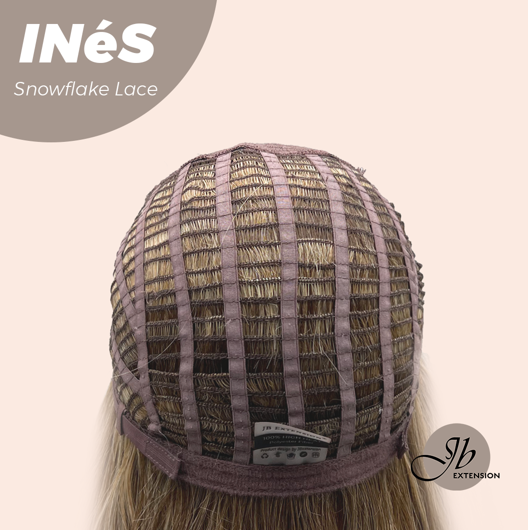 JBEXTENSION 22 Inches Mix Blonde Pre-Cut Snowflake Lace Frontlace Glueless Wig INéS SNOWFLAKE【PERMATEASE】【BENDY EAR TABS】- M/L