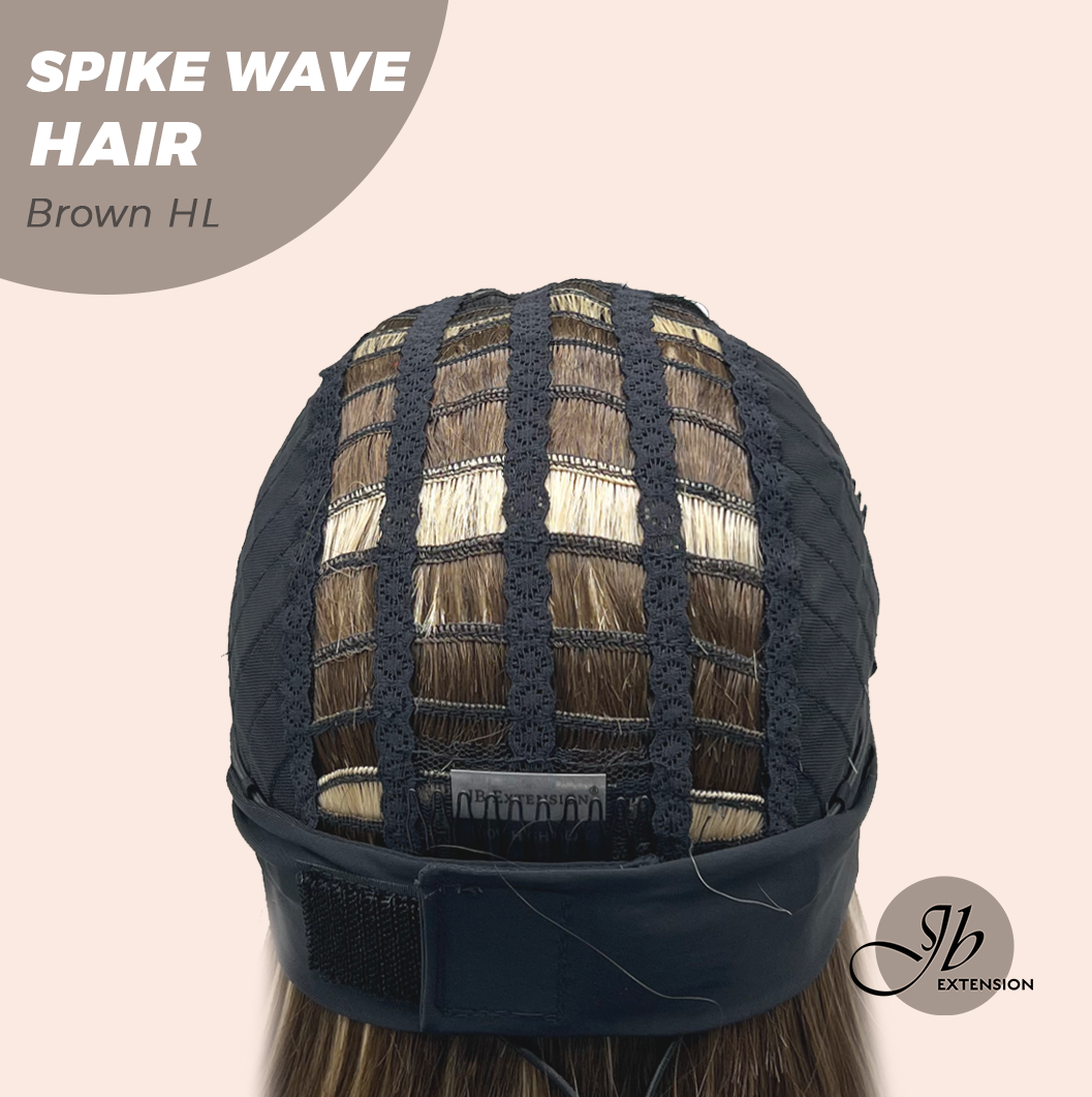 JBEXTENSION 24 Inches Long Curly Hair Brown Highlight Headband Wig SPIKE WAVE HAIR - BROWN HIGHLIGHT