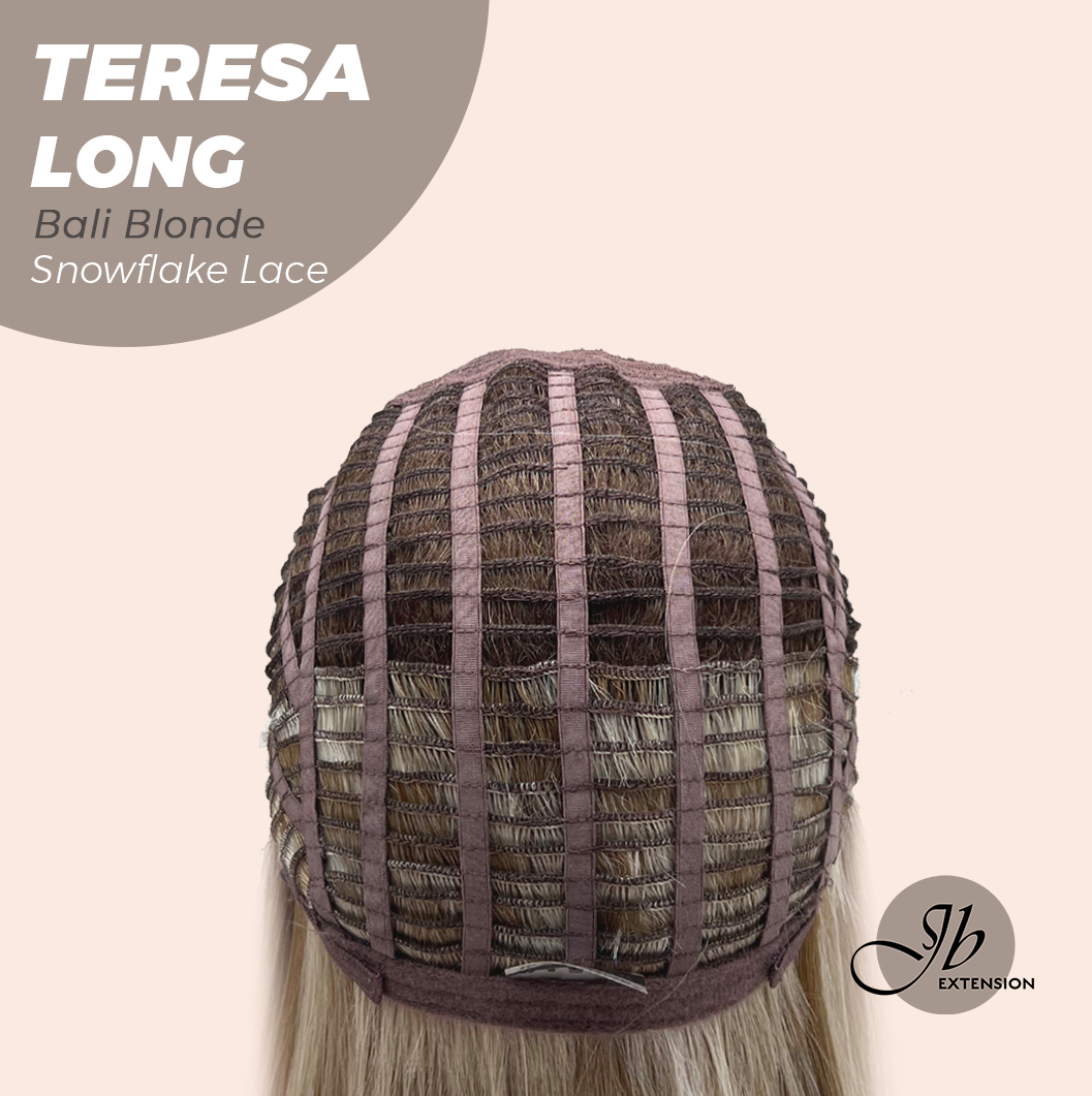 JBEXTENSION 22 Inches Long Bali Blonde Pre-Cut Snowflake Lace Frontlace Glueless Wig TERESA LONG BALI BLONDE【PERMATEASE】【BENDY EAR TABS】