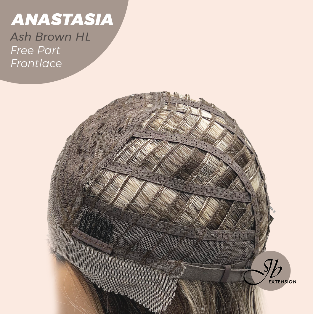 JBEXTENSION 20 Inches Ash Brown Highlight Curly Pre-Cut 13X3 Lace Free Part Frontlace Glueless Wig ANASTASIA ASH BROWN HIGHLIGHT