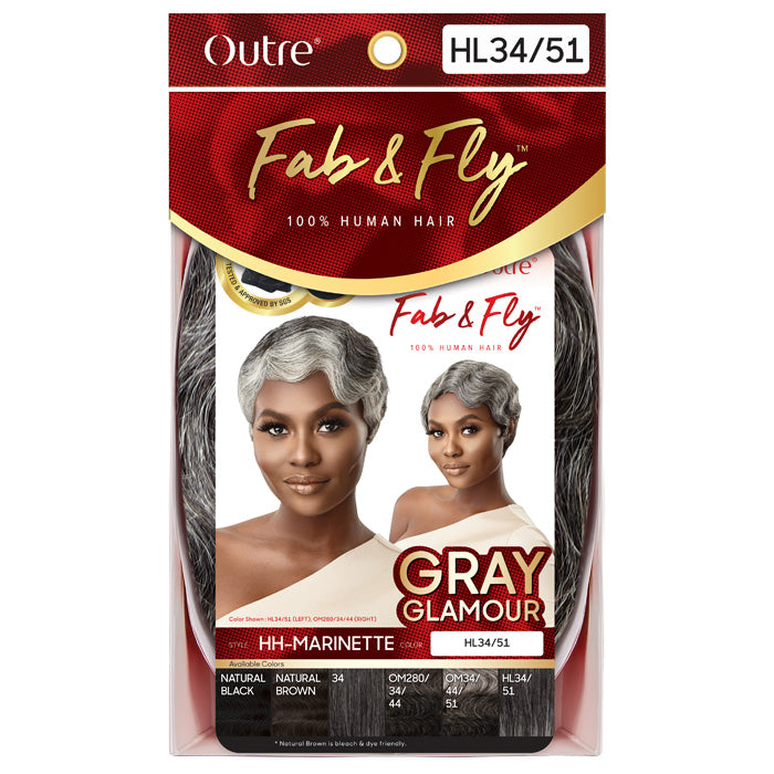 Outre 100% Human Hair Full Cap Wig Gray Glamour - HH-MARINETTE