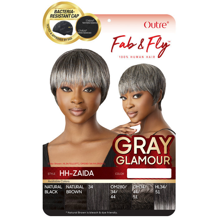 Outre Fab & Fly 100% Human Hair Gray Glamour Full Wig - HH-ZAIDA