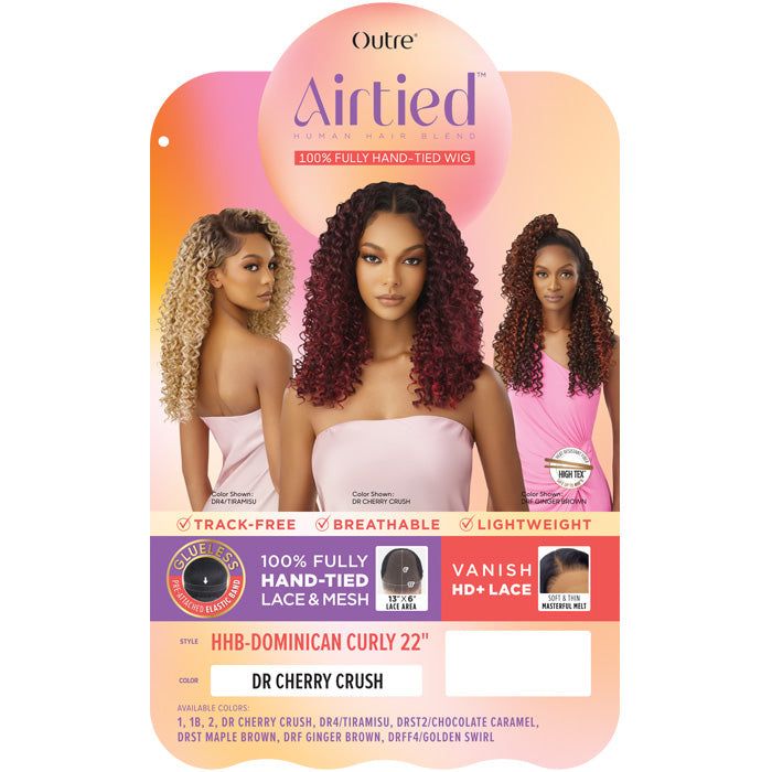 Outre Airtied Human Hair Blend Glueless 100% Fully Hand-Tied 13X6 HD Lace Front Wig - HHB-DOMINICAN CURLY 22"