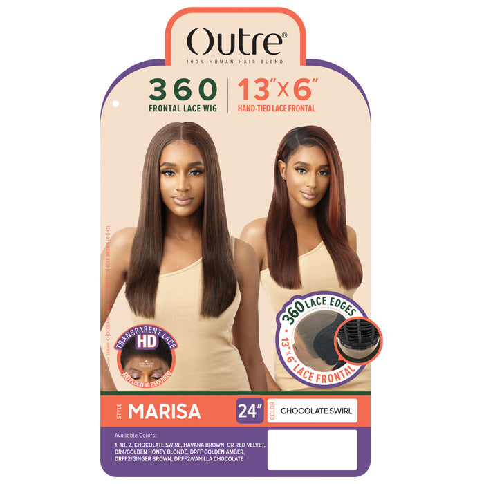 Outre 100% Human Hair Blend 13X6 Hand-Tied 360 Lace Frontal Wig - MARISA