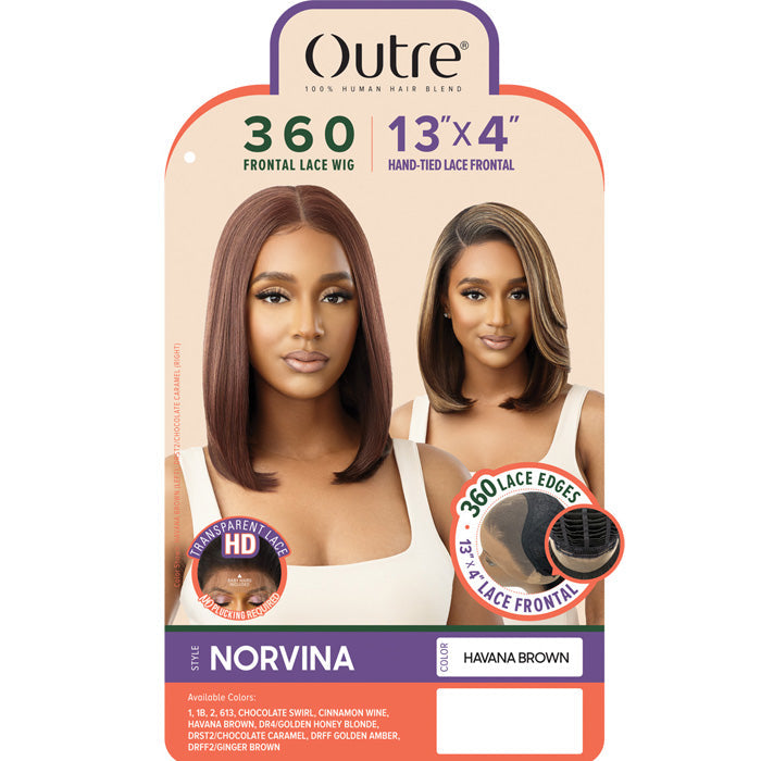 Outre 100% Human Hair Blend HD 360 Edge 13X4 Lace Front Wig - NORVINA