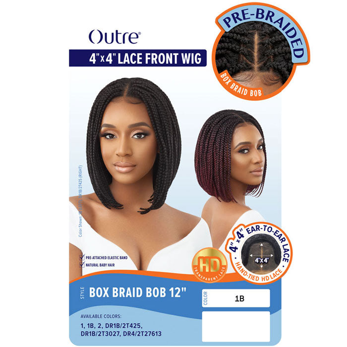 Outre Pre Braided 4X4 HD Lace Front Wig - BOX BRAID BOB 12"