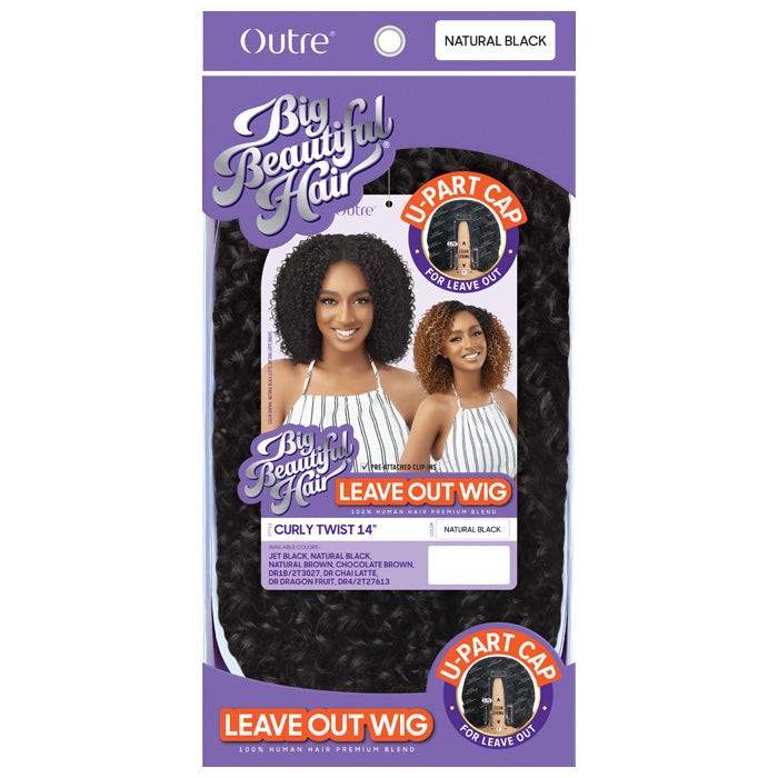 Outre Big Beautifull Hair 100% Human Hair Blend U-Part Leave Out Wig - CURLY TWIST 14"