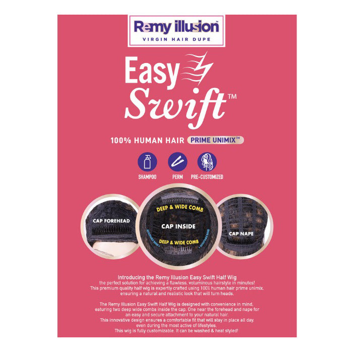 Janet Collection Remy Illusion Easy N Swift 100% Human Hair Prime Unimix Half Wig - AGRA