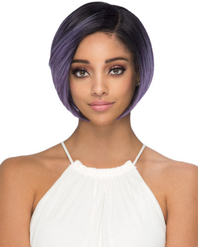 Vivica A. Fox New Futura Fiber 10" LAYERED BOB WITH SWEPT BANG & INVISIBLE SIDE CURVED PART(RIGHT) Wig - ALLEGRA