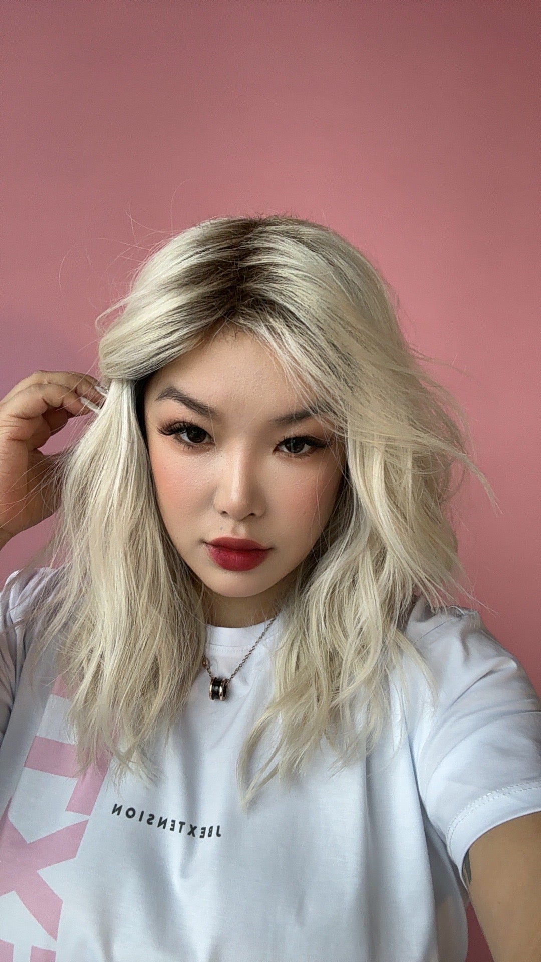 JBEXTENSION 18 Inches Wave White Blonde Women Fashion Full Machine Wig SHELIA【PLUS PERMATEASE】【BENDY EAR TABS】